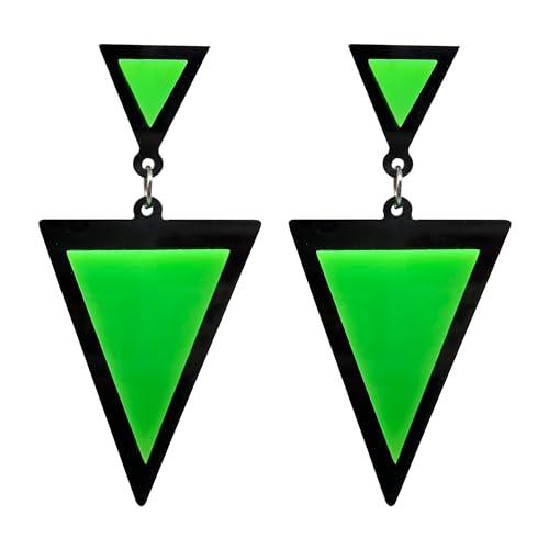 Acrylic Geometric Earrings for Women Girls Retro Fashion Acrylic Triangle Dangle Drop Earrings Resin Colourful Neon Statement Earrings Jewelry Gifts - color: green