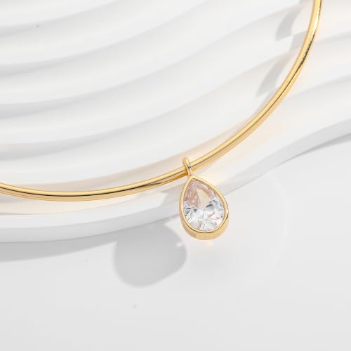 14K Gold Plated Collar Choker Necklace for Women Charm Jewelry | Trendy Dainty Statement Fashion Cubic Zirconia Pendant Necklace - color: 91A