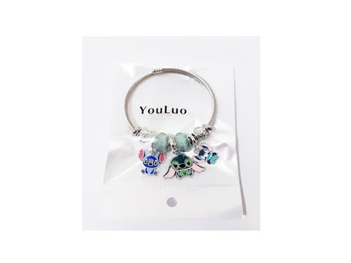 YouLuo Cute Necklace Charm Bracelet Set,Personalized Jewelry Gift for Women | Cute Charm Bracelet, Adjustable Stainless Steel Bracelet, Anime Cartoon Accessories Bracelets for Women Gift and Friendship - color: Black