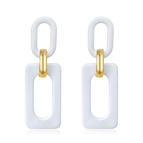 Acrylic Rectangle Earrings for Women, Fashion Square Drop Earrings,Statement Jewelry - color: white