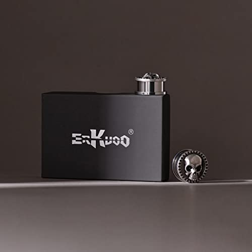 ERKUOO 2PCS Skull Ear Gauges Screw Ear Plugs Tunnels Ear Flesh Tunnels Piercing Earrings Hangers Expander Stretchers 0g-1"(8mm-25mm) - color: #3 Silver, size: 9/16"=14mm