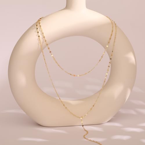 Lariat Necklace for Women, Non Tarnish Dainty Chain Stackable 14K Gold Plated Cute Trendy Layered Necklaces Elegant Jewelry Gift for Women Her - color: Gold, style: YCL
