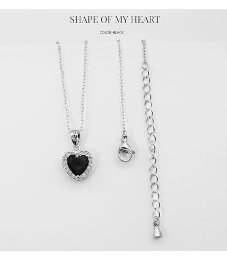 Cubic Zirconia LOVE Heart Jewelry Set Earrings Necklace Bracelet Set for Women Prom Wedding Party Anniversary Birthday - color: black