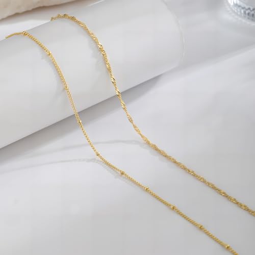 2PCS Gold Silver Waist Chain Adjustable Layered Belly Chain Body Chain Jewelry for Women Sexy Bikini Beach Boho Pearl Beaded Cuban Satellite Waist Chains - style: 2PCS-GD-Twisted rope+Satellite chain