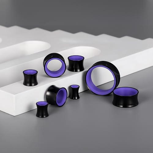 DOEARKO 2Pcs Ear Gauges Hollow 316L Stainless Steel Double Flared Ear Plugs Tunnels Stretcher Body Piercing Earring Jewelry for Women Men 2G(6mm)-1"(25mm) - color: B&P, size: 22mm(7/8")