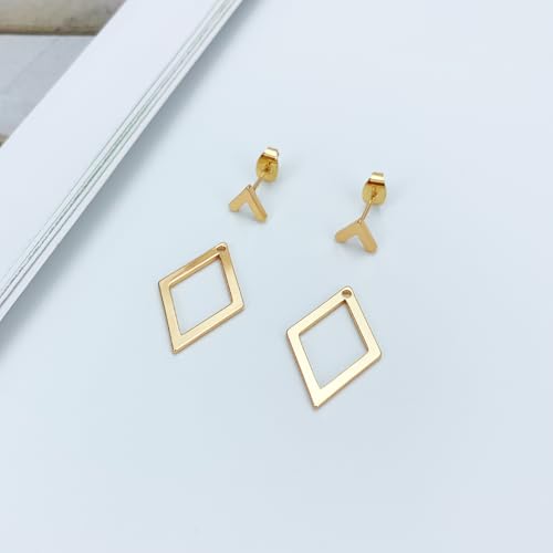 V Shaped Earrings for Women Geometric Ear Jacket Earrings Front & Back Stud Earrings Simple Hypoallergenic 18K Gold Plated Jewelry Gift for Women