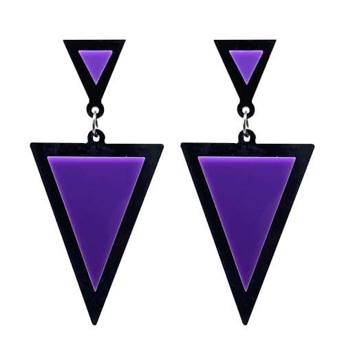 Acrylic Geometric Earrings for Women Girls Retro Fashion Acrylic Triangle Dangle Drop Earrings Resin Colourful Neon Statement Earrings Jewelry Gifts - color: purple