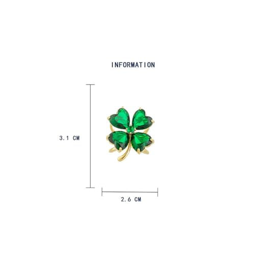 Kokoma Green Crystal Four Leaf Clover Scarf Ring Brooch for Women, Cubic Zirconia Floral Silk Scarf Clip Scarves Ring Buckle Shawl Brooch Accessory Jewelry for St. Patrick's Day