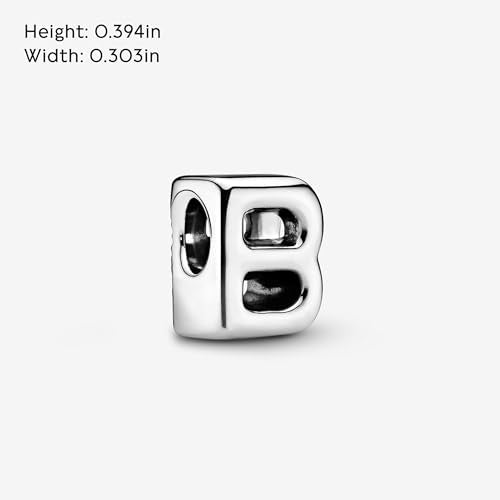 Pandora Alphabet Charm - Compatible Moments - Gift for Her - Made with Sterling Silver - with Gift Box - style: Letter B