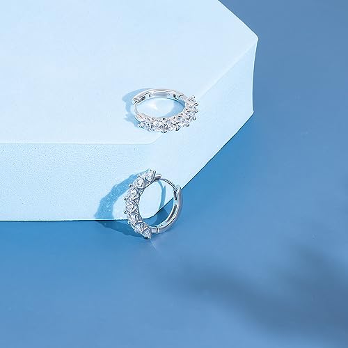JSGEMSLEE Hypoallergenic Cubic Zirconia Hoop Earrings for Women 925 Sterling Silver Huggie Hoops Earrings CZ Earrings Jewelry Gifts - color: 20mm Hoop