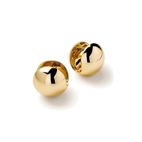 Chunky Gold Hoop Earrings for Women 14k Gold Plated Thick Triple Earrings | Hypoallergenic Trendy Chunky Gold Hoops Earrings,Dainty Jewelry Gifts for Women - style: Gold spherical earring