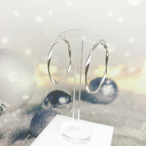 Rose/White/18k Gold Plated Hoop Earrings Lightweight Hoop Earrings For Women Loop Earrings 1in 2in - color: White Gold, size: 50mm