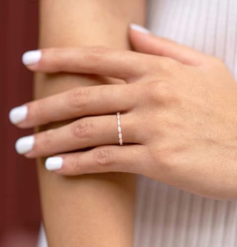 TIGRADE Eternity Ring Oval Milgrain Cubic Zirconia Anniversary Stacking Ring CZ Wedding Band for Women Size 3-13 - color: Rose Gold
