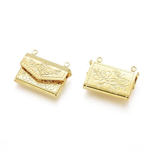 Beadthoven 20pcs Fashion Handbag Shaped Locket Pendants Gold Plated Brass Photo Frame Charms Photo Holder Memory Locket Pendants for DIY Necklace Jewelry Making - color: Gold-Bag Shape
