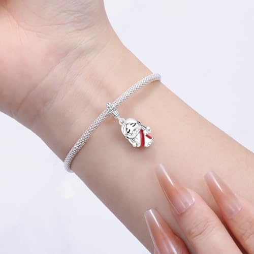 925 Sterling Silver Charms for Bracelets and Necklace Religious Cross Pendants Praying Hands, Bible, Virgin Mary, Jesus, Church Bead Jewelry - color: Religious Set