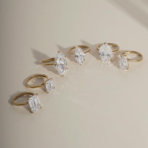 DIAMONBLISS Marilyn Monroe 10-Carat Big Solitaire Ring For Women | 14K Gold Plated 925 Sterling Silver Glamorous Cocktail Ring | 100 Facet Cubic Zirconia CZ Simulated Diamond - style: Oval 5 Carats