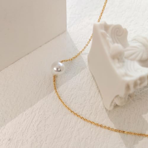 Zeffy Pearl Necklace 4MM/6MM/8MM Dainty Round Imitation Pearl Choker Necklace Wedding Pearl Necklace Delicate Jewelry for Women Simple Bridesmaid Jewelry Gifts - style: Single Pearl Adjustable Necklace
