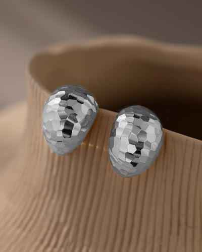 Gold Chunky Earrings for Women Trendy, 14K Gold Plated Dainty Kont Earrings Statement Minimalist Hypoallergenic Stud Earrings - color: Kala & Silver