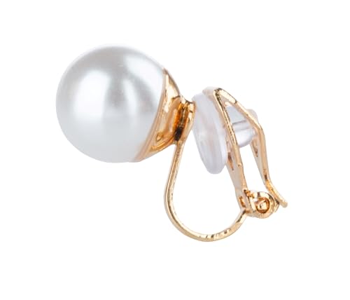 Aloha Earrings Simulated Freshwater Pearl Clip On Stud Earrings - style: Gold Tone