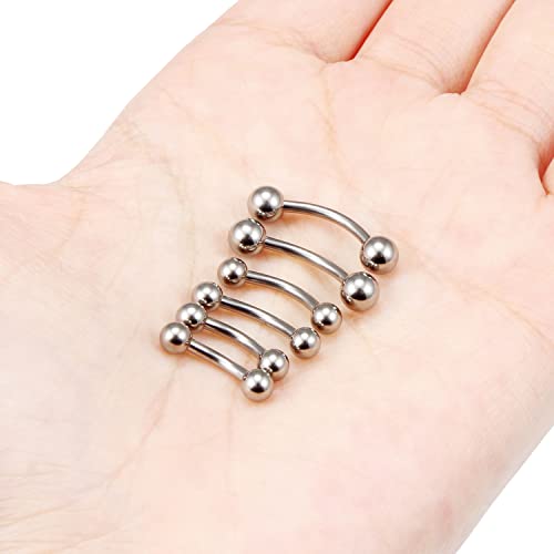 14G 16G Eyebrow Piercing Jewelry G23 Titanium Curved Barbell Eyebrow Ring Vertical Labret Lip Jewelry Rook Daith Earrings Piercing Jewelry for Women Men 6mm 8mm 10mm 12mm 14mm 16mm - color: 14G,8mm-10mm-12mm