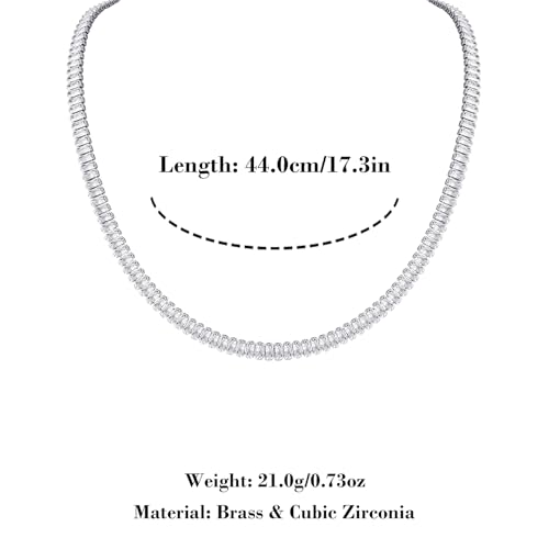 HZMAN Crystal Necklace Bracelet Jewelry Set for Women Dainty Rhinestone Choker Necklace Tennis Bracelet Cubic Zirconia Bridal Wedding Jewelry - color: Silver