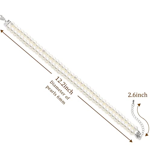 BABEYOND Round Imitation Pearl Choker Necklace Multi Strands Choker 20s Flapper Necklace Accessories for Gatsby Themed Party - style: 2-layer