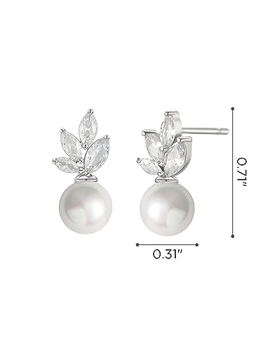 SWEETV Cubic Zirconia Pearl Drop Wedding Earrings for Brides, Ivory Bridal Pearl Earrings for Bridesmaid Jewelry Gift - color: 07.Style 8