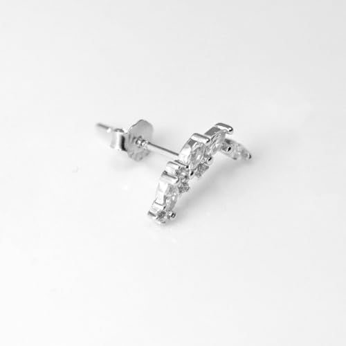 925 Sterling Silver Leaf Helix Earring Stud for Right Ear, Gold Plated Pure Silver Leaf Climber Cartilage Earring, Cartilage Piercing Jewelry, 1Pc