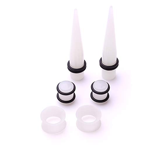 JieyueJewelry 50/54 Pcs Ear Stretching Kit 14G-00G | Acrylic Tapers & Plugs with Silicone Tunnels, Ear Gauges Expander Set Body Piercing Jewelry for Women and Men - color: Transparent Luminous