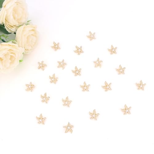 YISSION 20 Pcs Gold Starfish Hair Clips Cute Pearl Hair Pins Small Hair Barrettes Starfish Hair Clip Mermaid Hair Accessories for Girls Women Beach Party (Simulation Form) - color: White Pearl & Bright Gold