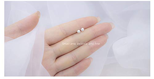 ALYC Pearl Earrings Freshwater Pearl White Button Stud Earrings with 925 Sterling Silver for Women - size: 4.0-4.5mm