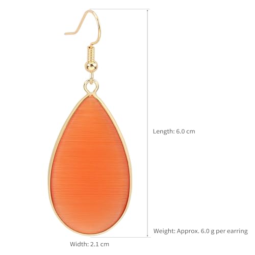 BaubleStar Natural Crystal Healing Stone Earrings Statement Teardrop Dangle Earrings for Women - color: Orange