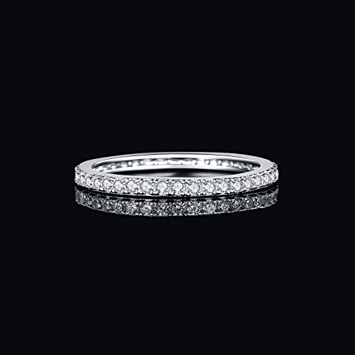 JewelryPalace 6 Stone Cubic Zirconia Half Eternity Stackable Wedding Rings for Women, 14K White Yellow Rose Gold Plated 925 Sterling Silver Promise Rings for Her, Simulated Diamond Wedding Band Ring - color: G-eternity-sterling silver