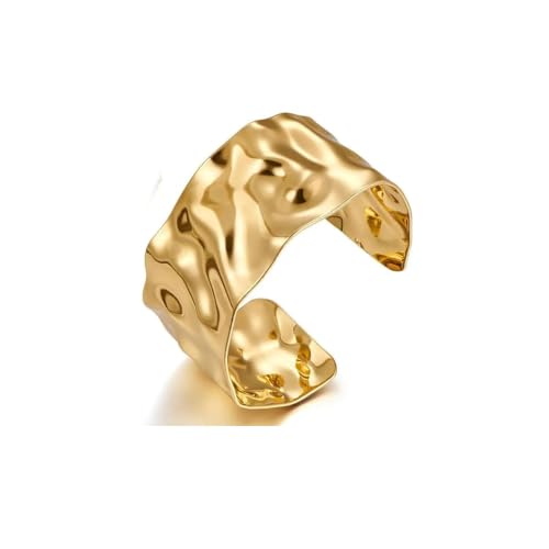 Chunky Cuff Bracelets for Women Wide Gold/Silver Cuffs Bangle Hollow Out Adjustable Bracelets Punk Vintage Jewelry - style: V-Gold A