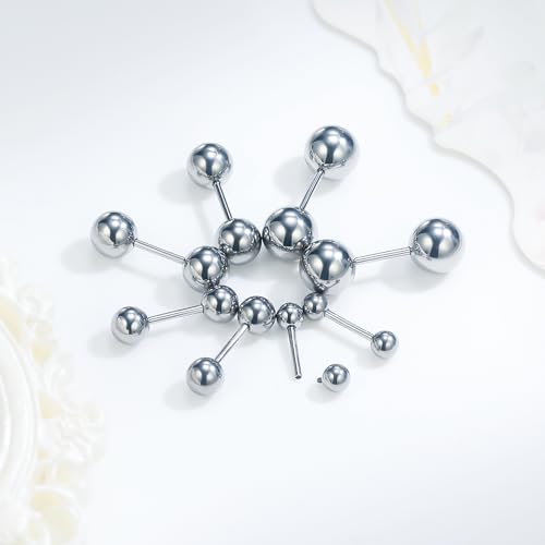 20G 18G 16G Titanium Earrings Studs Set for Sensitive Ears Hypoallergenic Piercing Jewelry Internally Threaded Cartilage Conch Helix Rook Tragus Earring Hoop Eyebrow For Women Men Ball 3-6mm - size: 20G-4MM