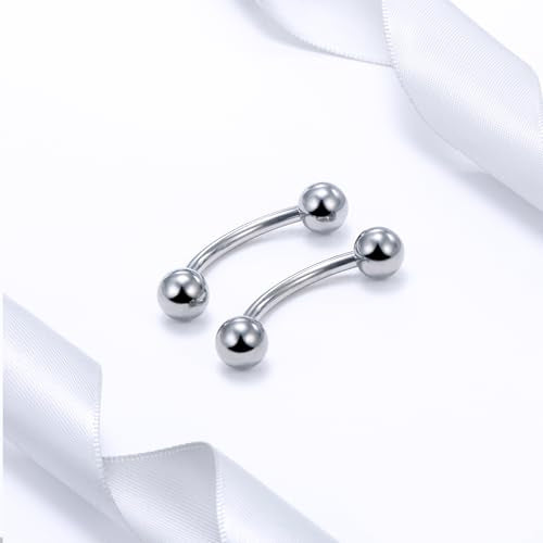 20G 18G 16G 14G 12G 8G 6G 4G 2G Astm F136 Titanium Internal Thread Eyebrow Piercing Jewelry Curved Barbell Vertical Labret Lip Daith Rook Earrings Navel Belly Button Ring Piercing Jewelry - style: 14G, 10MM Length, Ball