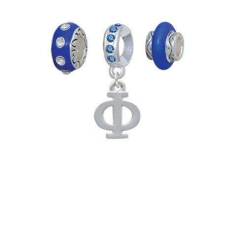 Large Greek Letter - Blue Charm Beads (Set of 3)