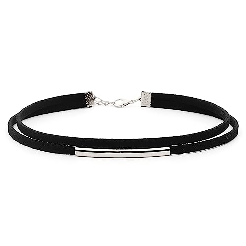 Fesciory Black Necklaces for Women, Adjustable Layered Velvet Leather Lace Collar Necklace, Goth Jewelry Gifts. - color: Tube