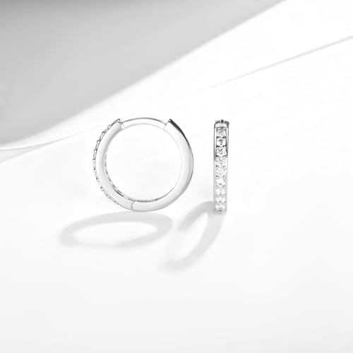 White Gold Earrings for Women Men Hoop and Stud Earring Set | Hypoallergenic 14K White Gold Plated Hoops Huggie Stud Earrings Set Round Cubic Zirconia Ear Jewelry - style: A5-White Gold-Hoop (3 Pairs)