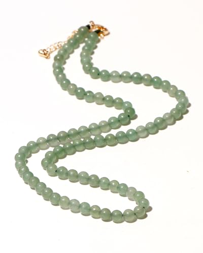 Simple 4mm Gemstones and Crystals Choker Necklace Unisex 16"-18" | Necklaces for Women Men, Adjustable, 40-45 cm Chain Length, Handmade, Spiritual Gemstones, Positive Energy, Daily Wear - style: Aventurine