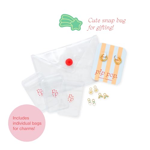 Pip Pop Gold Endless Hoops - Hypoallergenic, Waterproof, 18K Gold PVD - color: Endless Hoop Earrings + Enamel Charms Set