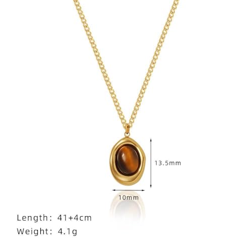 Tiger Eye Necklace, 14K Gold Natural Stone Necklace for Women, Adjustable Vintage Necklace for Spiritual Jewelry - style: Tiger Eye Necklace
