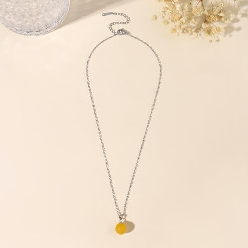 Natural Jade Necklace for Women Sterling Silver Adjustable Handmade Green Jade Pendant Necklaces Healing Crystal Necklace Good Luck Gift for Her - style: Citrine Necklace