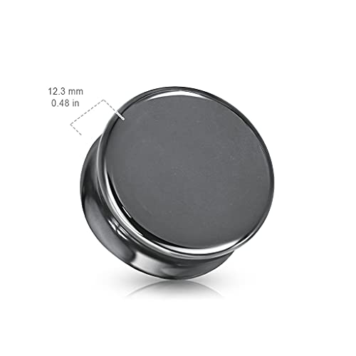 Hematite Natural Stone Ear Plugs - Pair of Double Flare Stone Ear Gauges - 8 Size Options