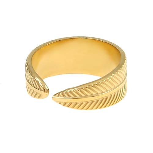 Made by Nami Stainless Steel Gold Adjustable Rings for Women Stackable Chunky Gold Rings for Women - color: Boho