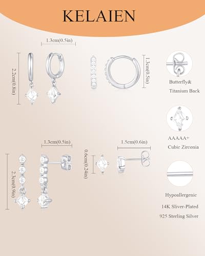 Gold Silver Earrings for Women Trendy 14K Gold Plated Dangle Hypoallergenic Cartilage Earrings Small 925 Sterling Silver Post Dainty Hoop Drop Pearl Earring Stacks Set Huggie Chain Earrings Jewelry - color: C-Huggie Earrings-Sliver