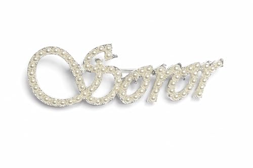 Soror Pearl Pin, Elegant Script Lettering, Silver-Tone Brooch with Faux Pearl Embellishments, D9 Sorority Jewelry, Ideal for all Golden Sorors - Inspired by Delta Sigma Theta, Alpha Kappa Alpha, Sigma Gamma Rho, Zeta Phi Beta
