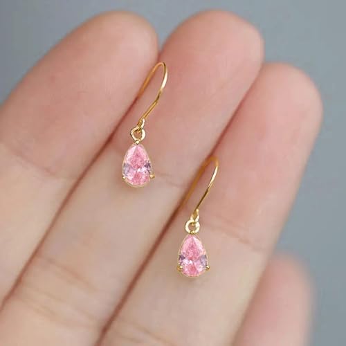 Dainty Drop Earrings with Pear CZ for Women Romantic Jewelry - color: E5418