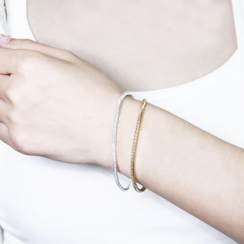 Exway 20 Pcs Snake Charm Bracelet Chain 6.5 Inch Gold and Silver Charm Bracelet Kit Snake Chain Bracelets Chain for Christmas DIY Women Jewelry Making Gifts - color: gold+silver style A, size: 6.5in