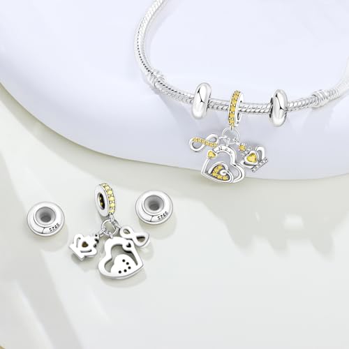 3PCS Birthstone Stone Charms for Charms Bracelet 925 Sterling Silver Infinity Love Heart Crown Dangle Charms Spacer Stopper Beads for Bracelets and Necklaces, Birthday Mother's Day Christmas Gifts For Women. - color: 10 Oct. 3PCS